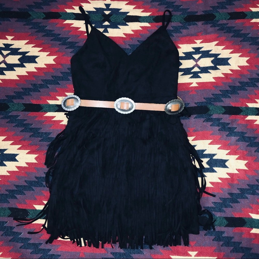 ‼️‼️‼️‼️SOLD‼️‼️‼️Suede Fringe Mini Dress